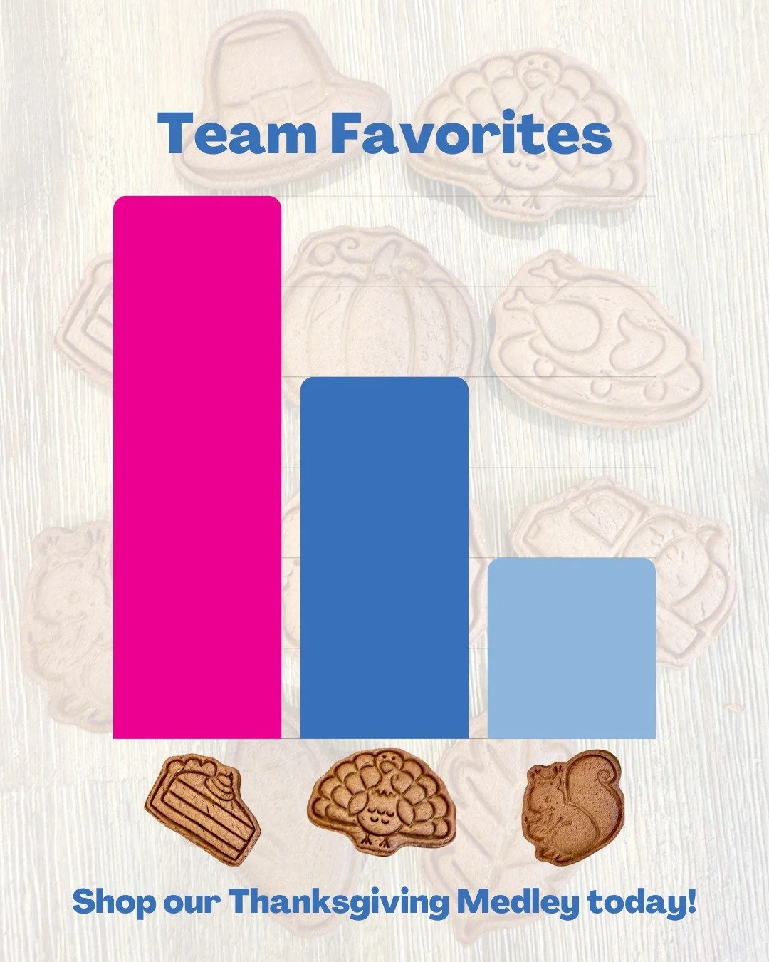 Let us do the baking for your pup this Thanksgiving! 

Our Thanksgiving Medley is the perfect way to entertain your pup during your feast! 🦃🌽🥧 Our team cast their votes, now tell us which treat shape is your favorite?

➡️ Buy your Thanksgiving Med