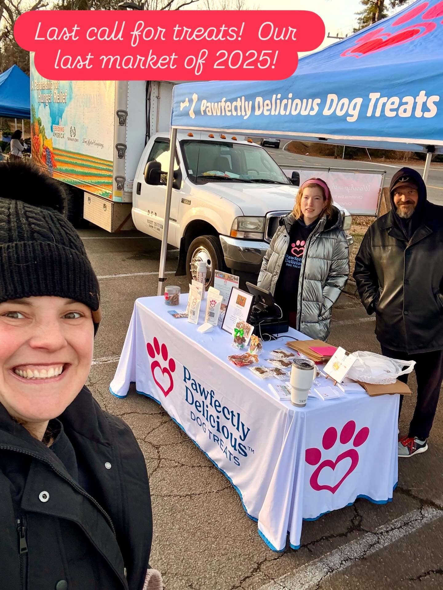 It&rsquo;s our last market for 2025.  We have a selection of holiday themed treats for your pup, our standard 4 oz. bags as well as a few pup inspired calendars and notecards from @carlandcollections - while supplies last.  We will be at St. Luke&rsq