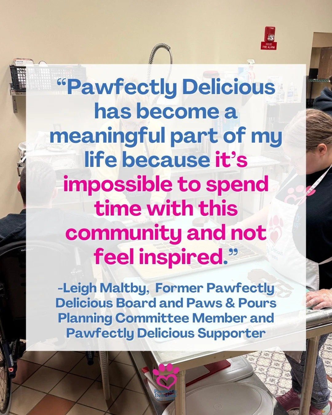 As we wrap up the year, we&rsquo;re holding tight to moments that remind us why this work matters, like this one shared by Leigh, Former Pawfectly Delicious Board and Paws &amp; Pours Planning Committee Member and Pawfectly Delicious Supporter:

&ldq