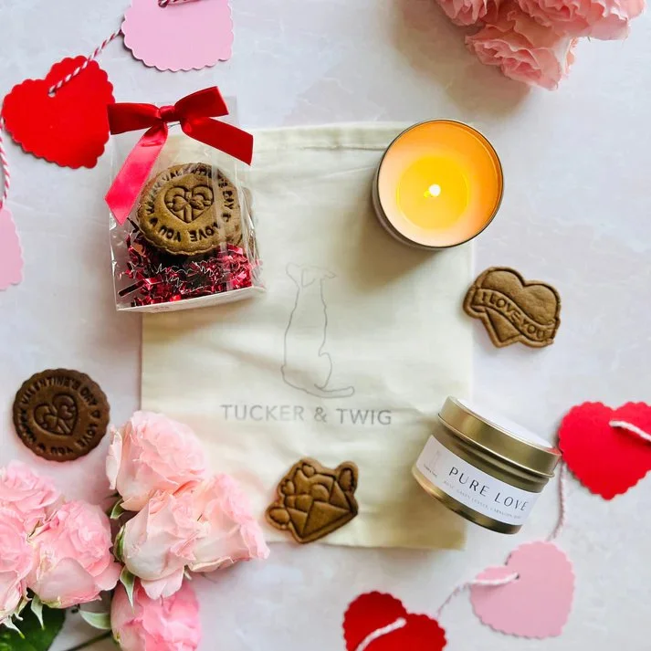 💝 We&rsquo;re so excited to partner with our friends at @tuckerandtwig once again for a sweet Valentine&rsquo;s collab!

Back for a third year, this special gift set includes a Pure Love candle + a medley of our handmade dog treats, crafted with car