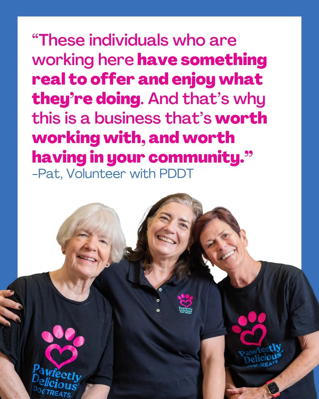 Pat is a volunteer with us and gets to see firsthand what every member of our team is capable of.

She believes this business is worthy of being in this community, and that is a true testament to the work she sees in the kitchen with us.

If you agre