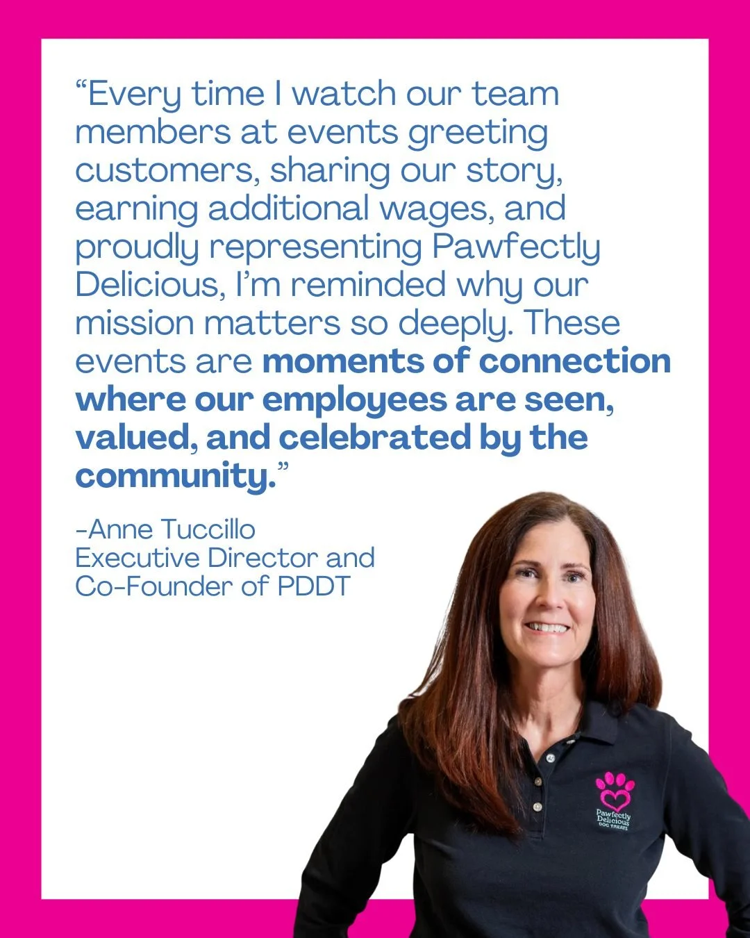 When our team is out in the community selling our treats, it is about SO much more than just sales (and seeing really cute dogs).

As Anne puts it so well, "Every fist bump, every smile, every &lsquo;my dog loves your treats!&rsquo; reinforces t