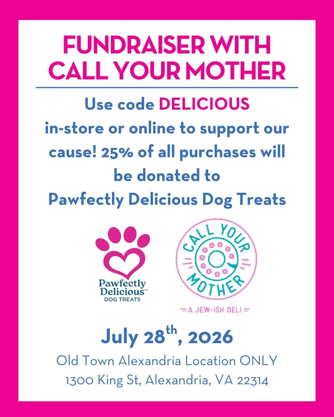 TOMORROW!

Support our team with your order from Call Your Mother Deli in Old Town Alexandria! 

Use code DELICIOUS for your in-store or online order to ensure your order counts toward the 25% they will donate to support our team.

Thank you @callyou