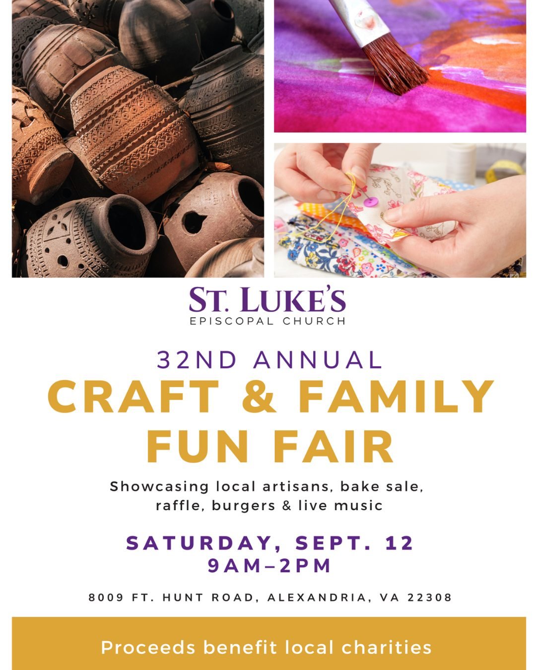 We'll be set up at St. Luke's Craft &amp; Family Fun Fair this weekend! @stlukesepicopeeps 

Be sure to stop by our booth to stock up on our signature ginger treats and medleys!

📅 Saturday, September 12
🕘9 AM - 2 PM
📍8009 Ft. Hunt Road, Alexandri