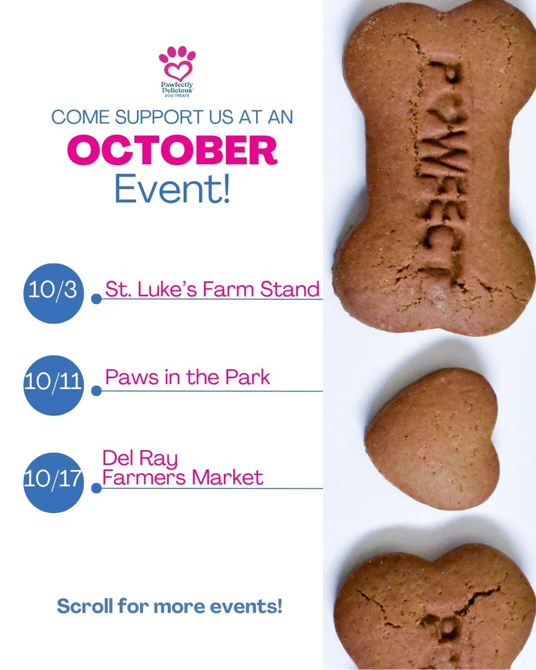 Our October calendar is filled with fun dog-friendly events! 🎃🐕

🩷Oct 3: St. Luke's Farm Stand
@stlukesepiscopeeps
St. Luke's Episcopal Church 
8009 Fort Hunt Road, Alexandria, VA
8 AM - 1 PM

🩷Oct 11: Paws in the Park 
@alexanimals
Oronoco Bay P