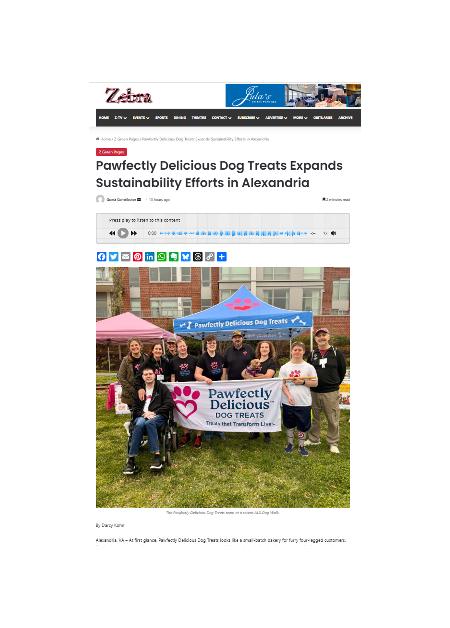 March 2026 - Pawfectly Delicious Dog Treats Expands Sustainability Efforts in Alexandria