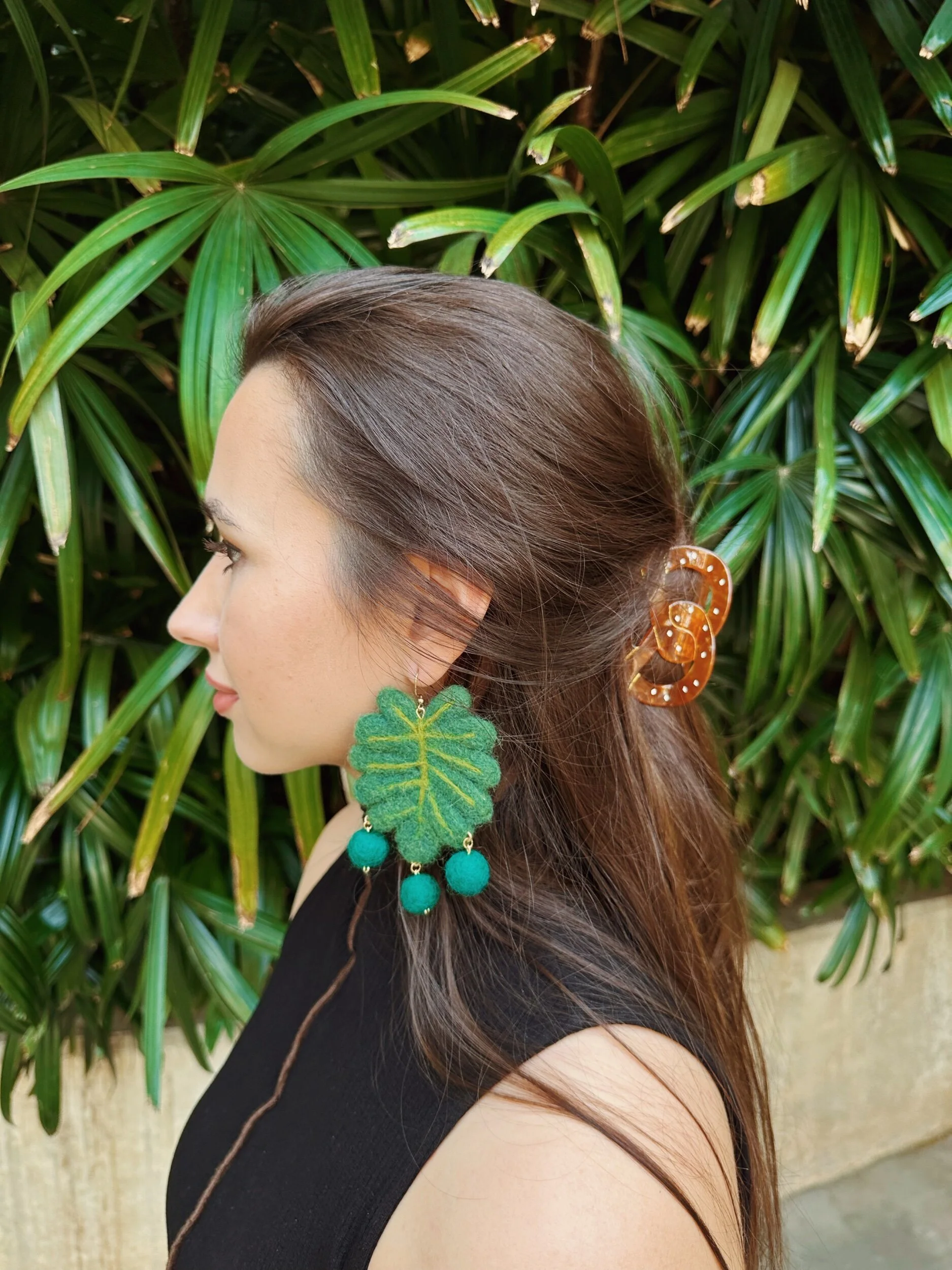 Monstera Earrings  Fruity poms