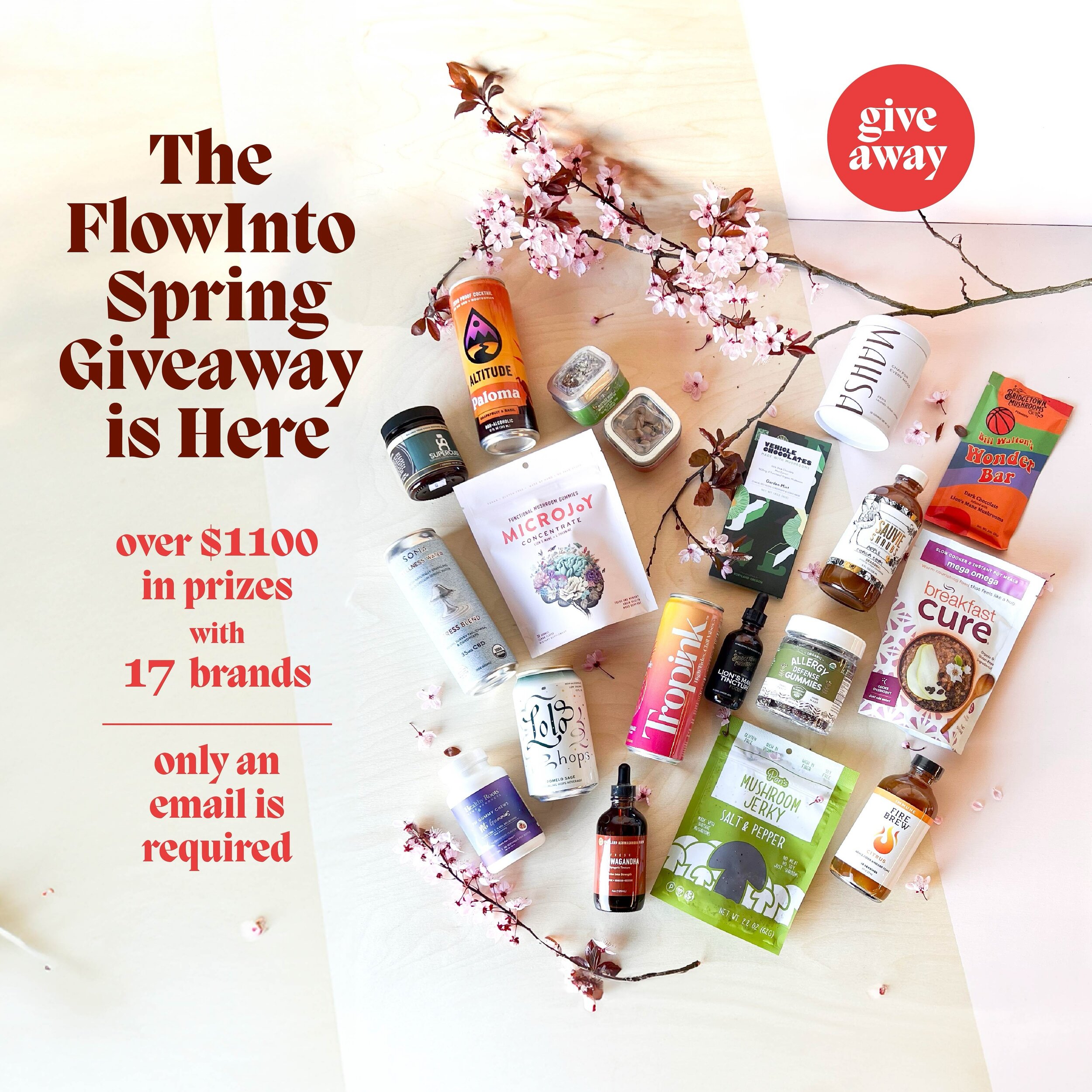 🌼FLOW INTO SPRING GIVEAWAY🌸
&bull;
Spring is here and we&rsquo;re celebrating the season of renewal with our massive functional food and beverage giveaway!
&bull;
We have partnered with 16 other awesome brands to offer a prize package worth over $1