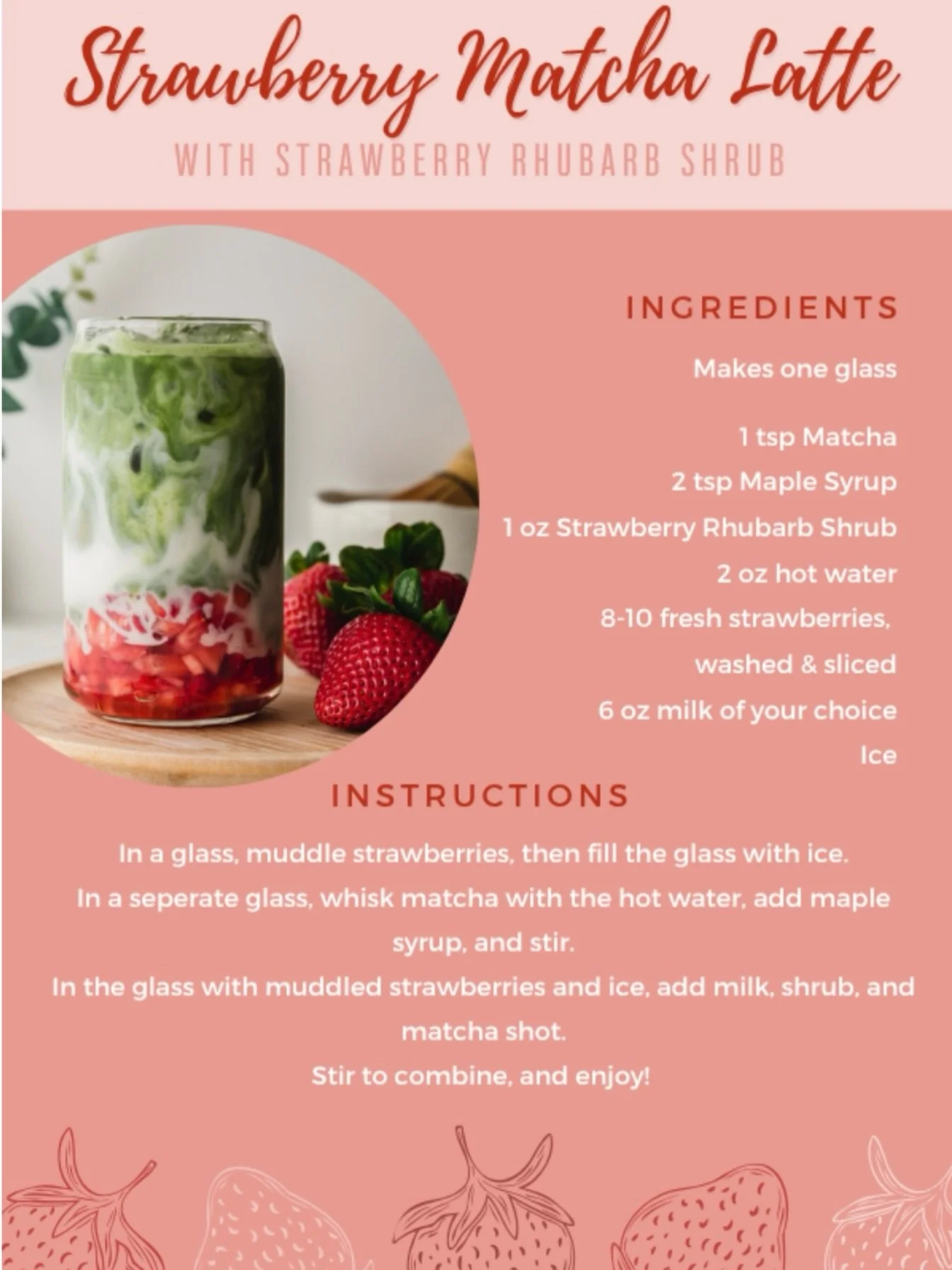 🍓Sharing this month&rsquo;s shrub club Strawberry Matcha recipe, because it&rsquo;s too dang good not to. 

Get yourself some @columbiafarms Finnito strawberries for this one!🍓

Follow @sauvieshrubs for shrub tips, tricks and recipes!