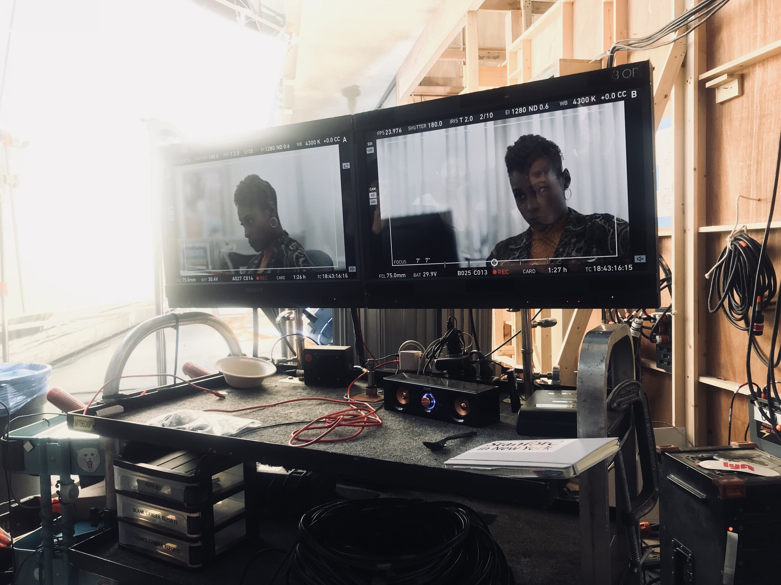 At video village on the set of HBO's "Insecure".