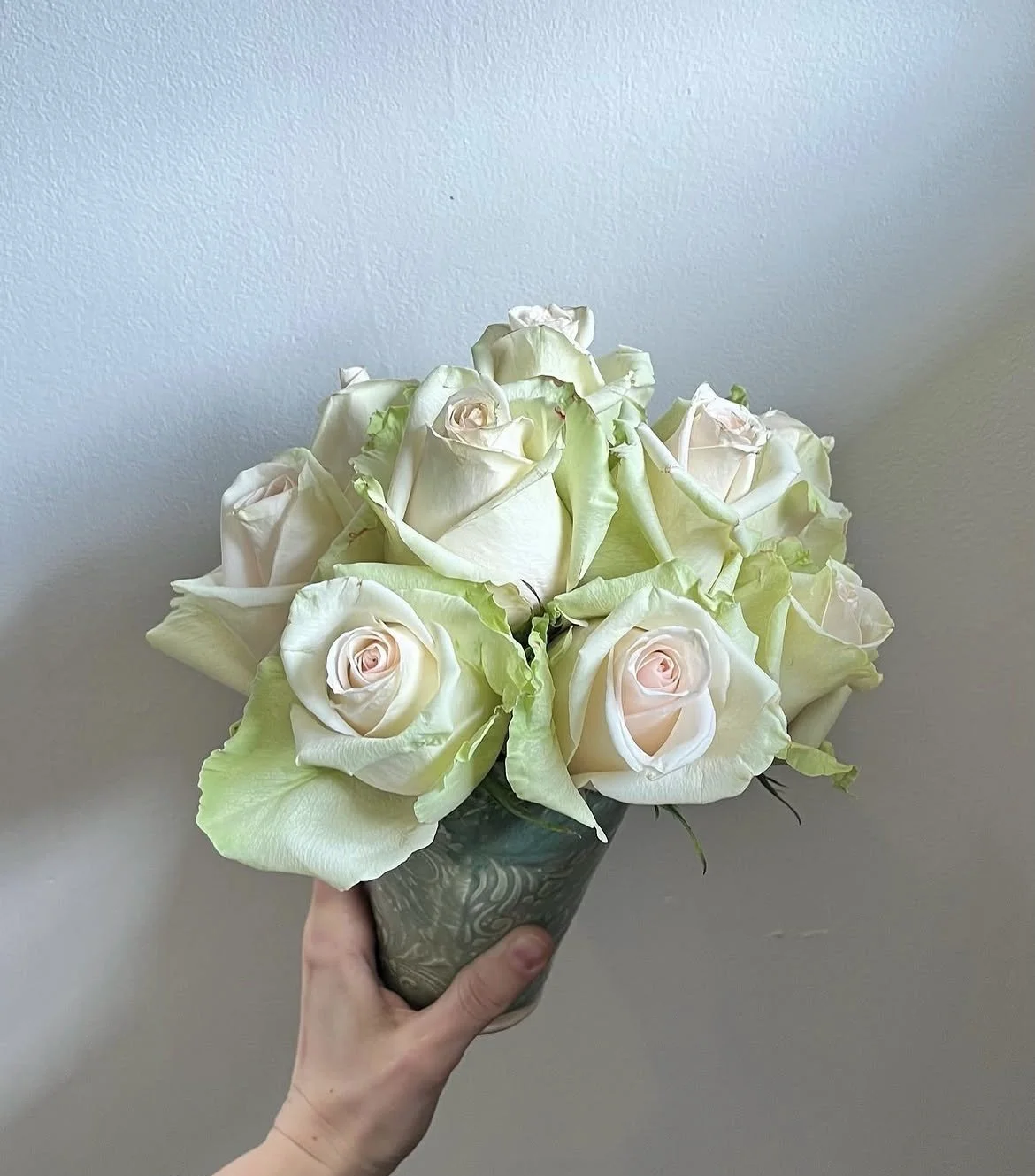 White with green