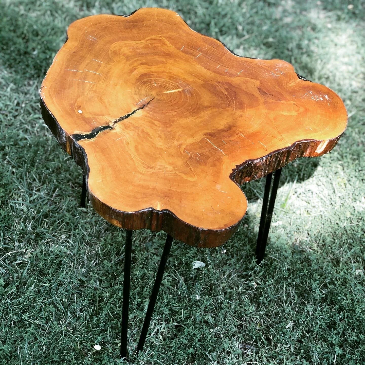 Cypress Side Table with Hairpin Legs — Em's Woodwork