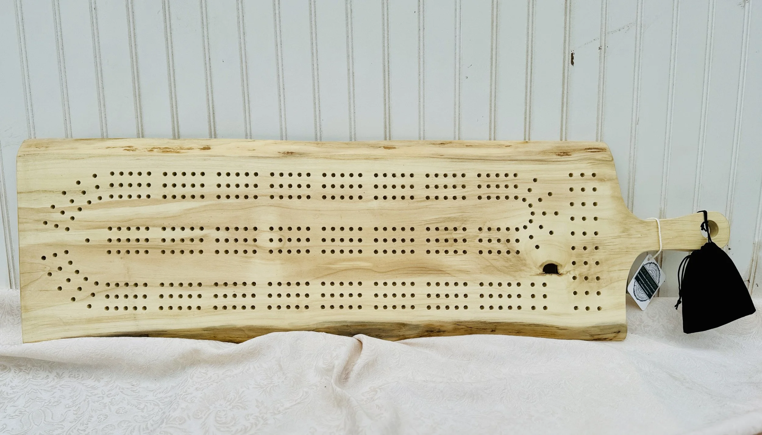 White Wood Cribbage Board- XL