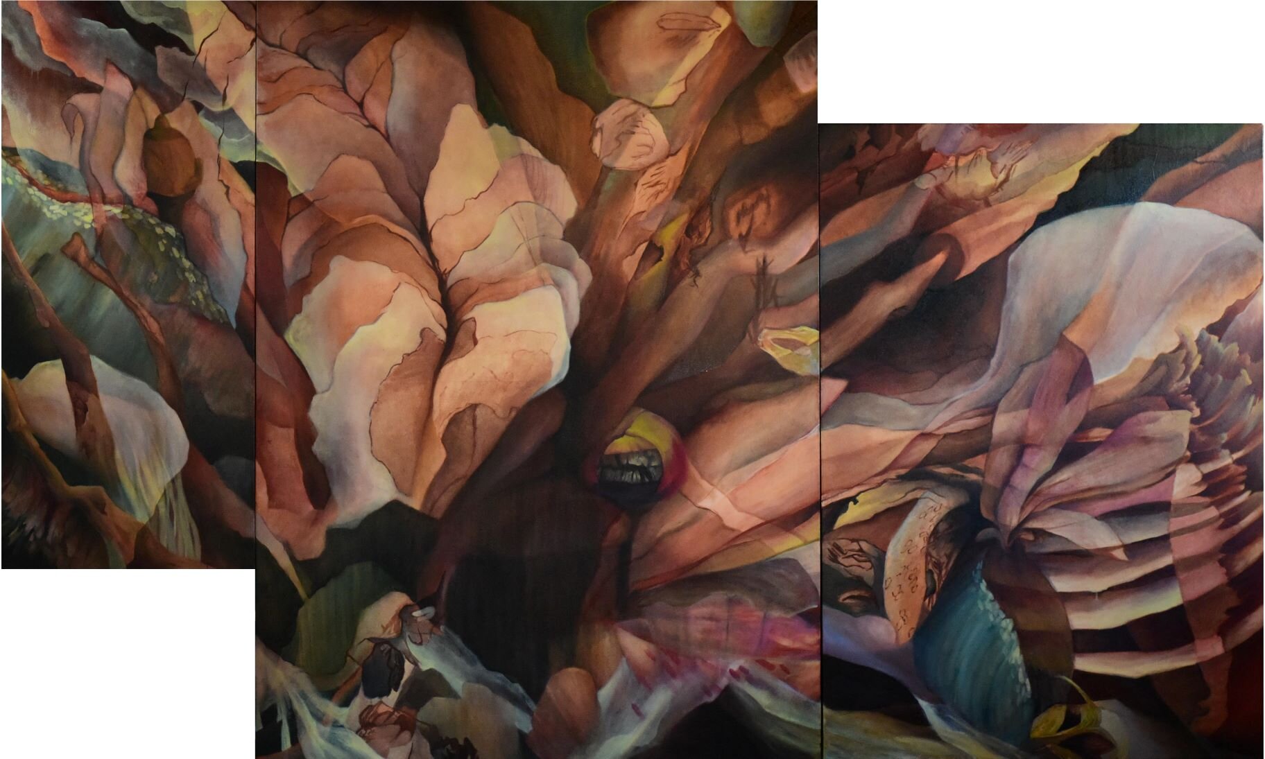   Cyclic.  Oil on canvas. Triptych: 24”x48”; 48”x 72”; 48”x 60”. 2020  