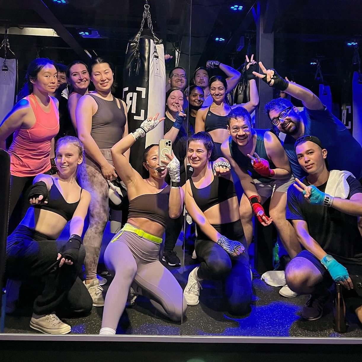 Post-class team flex: Warning - people in the mirror are stronger than they appear 💪

Happy Monday, Rumble Fam! Let&rsquo;s crush this week together 🥊

#rumble #rumbleboxing #rumbleboxingstudio #fightclubmeetsnightclub #wefighttogether #community #