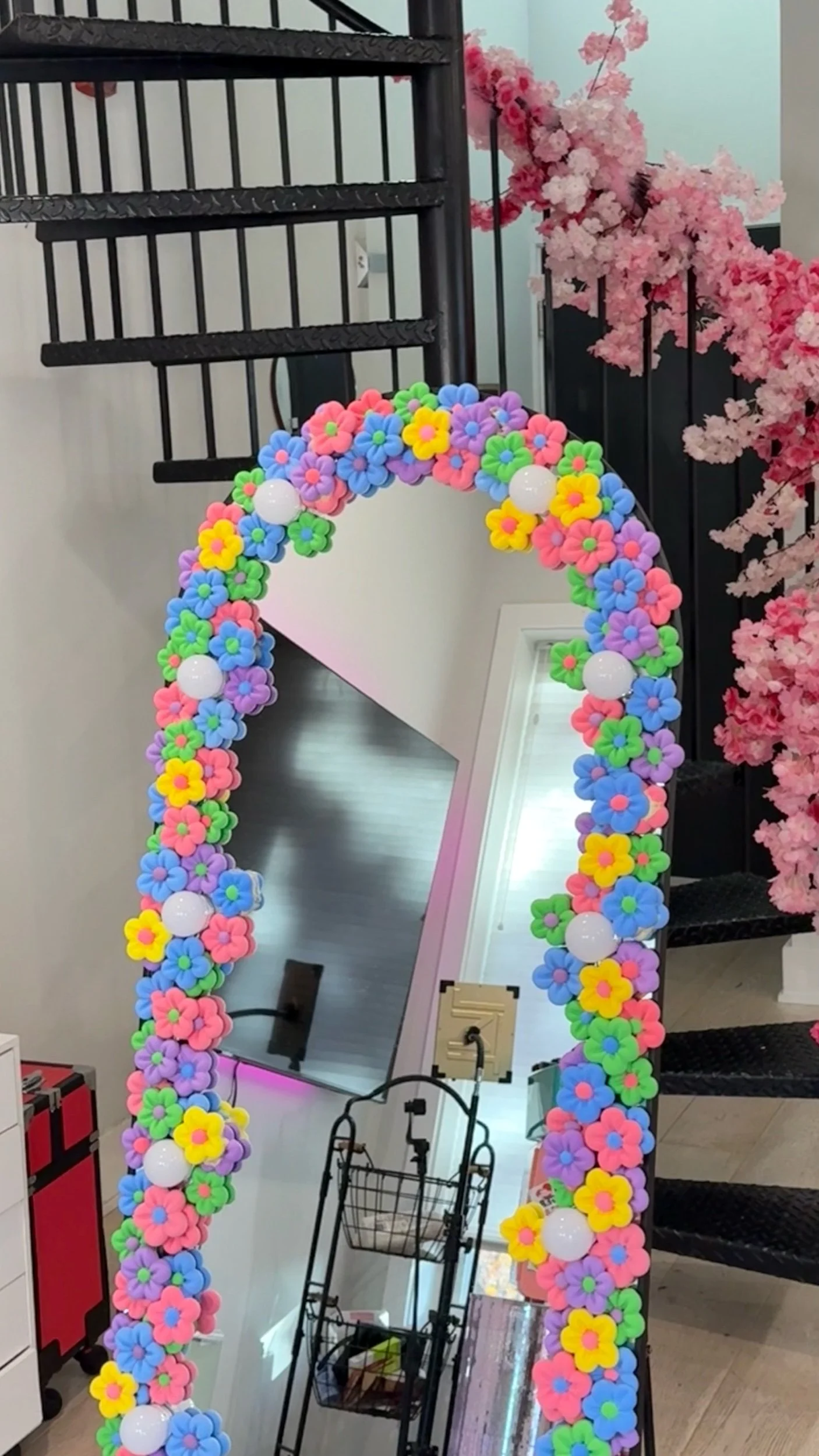 Purple, Pink, Blue Yellow & Green Vanity Floor Arch Mirror