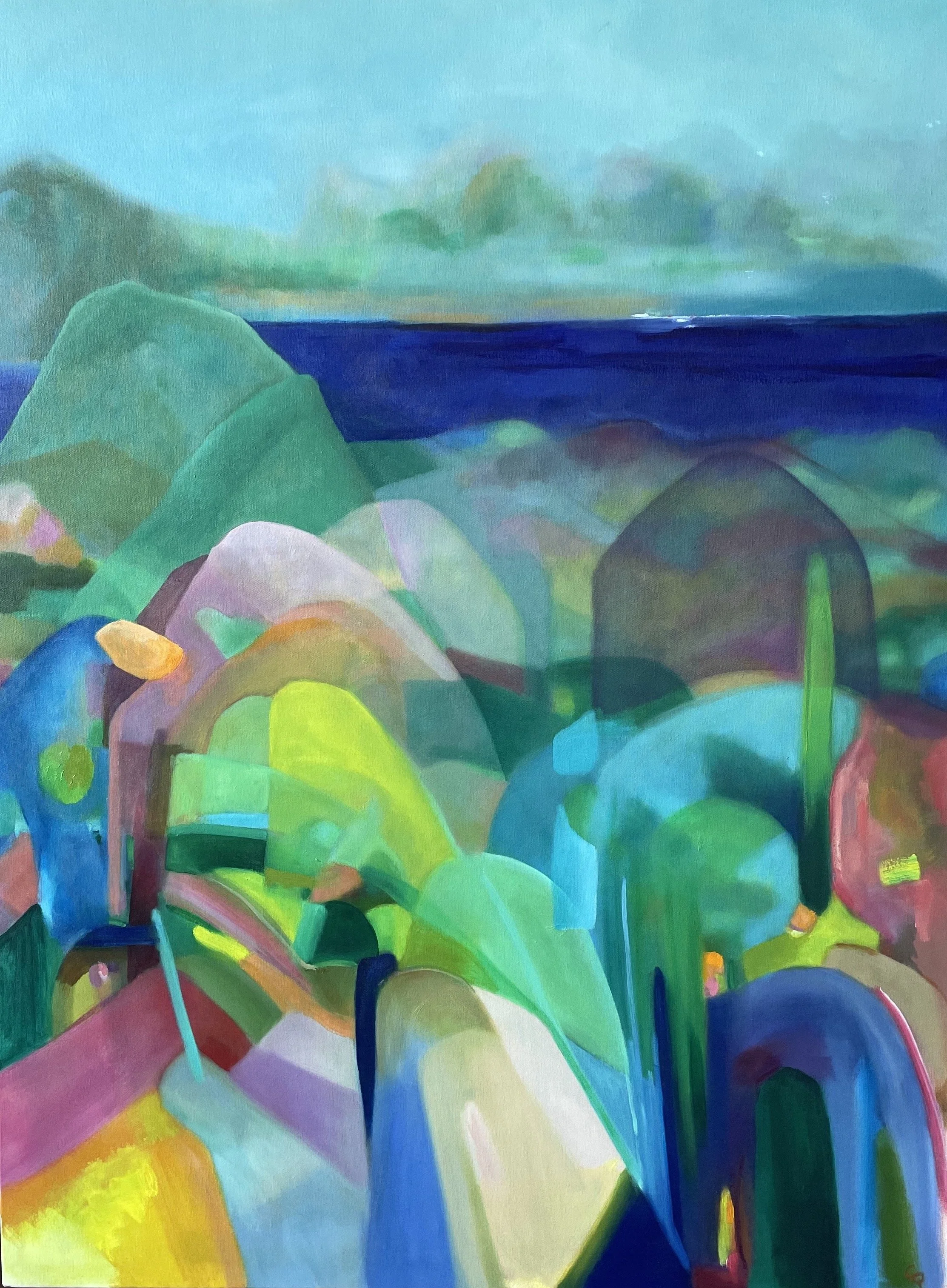 Distant Blue 124x94cm framed oil on linene.JPG