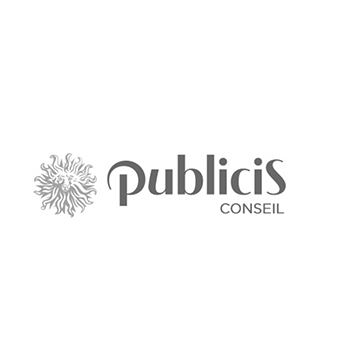 Logo de Publicis Conseil avec un symbole stylisé de soleil ou d'étoile à gauche.