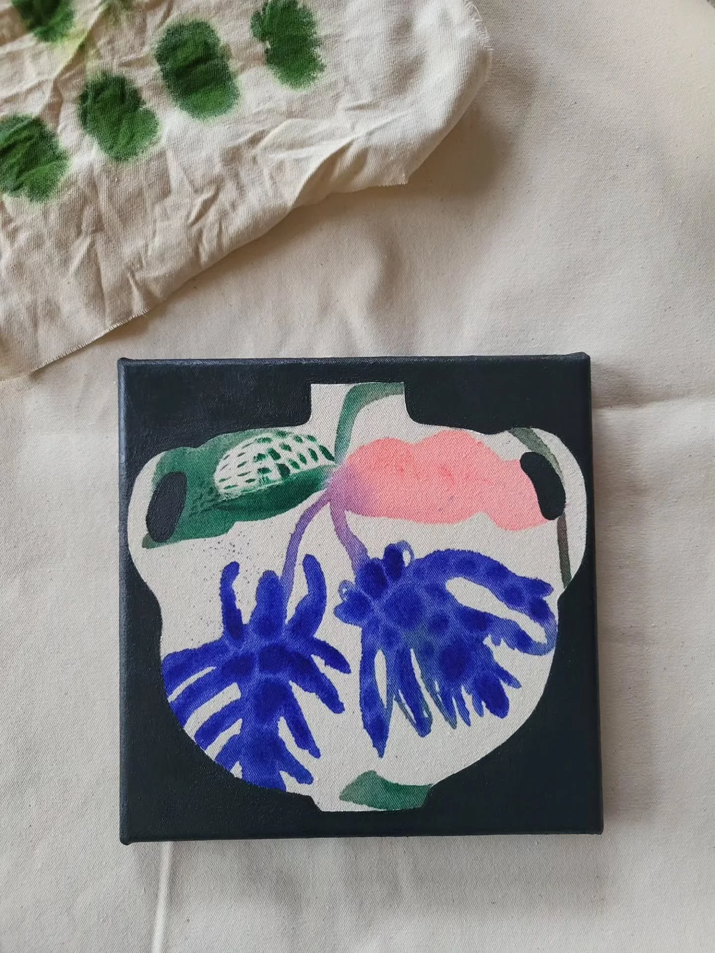 Vases coming May 11th ~ for this months art release I am creating a series of vases and still life paintings on raw canvas