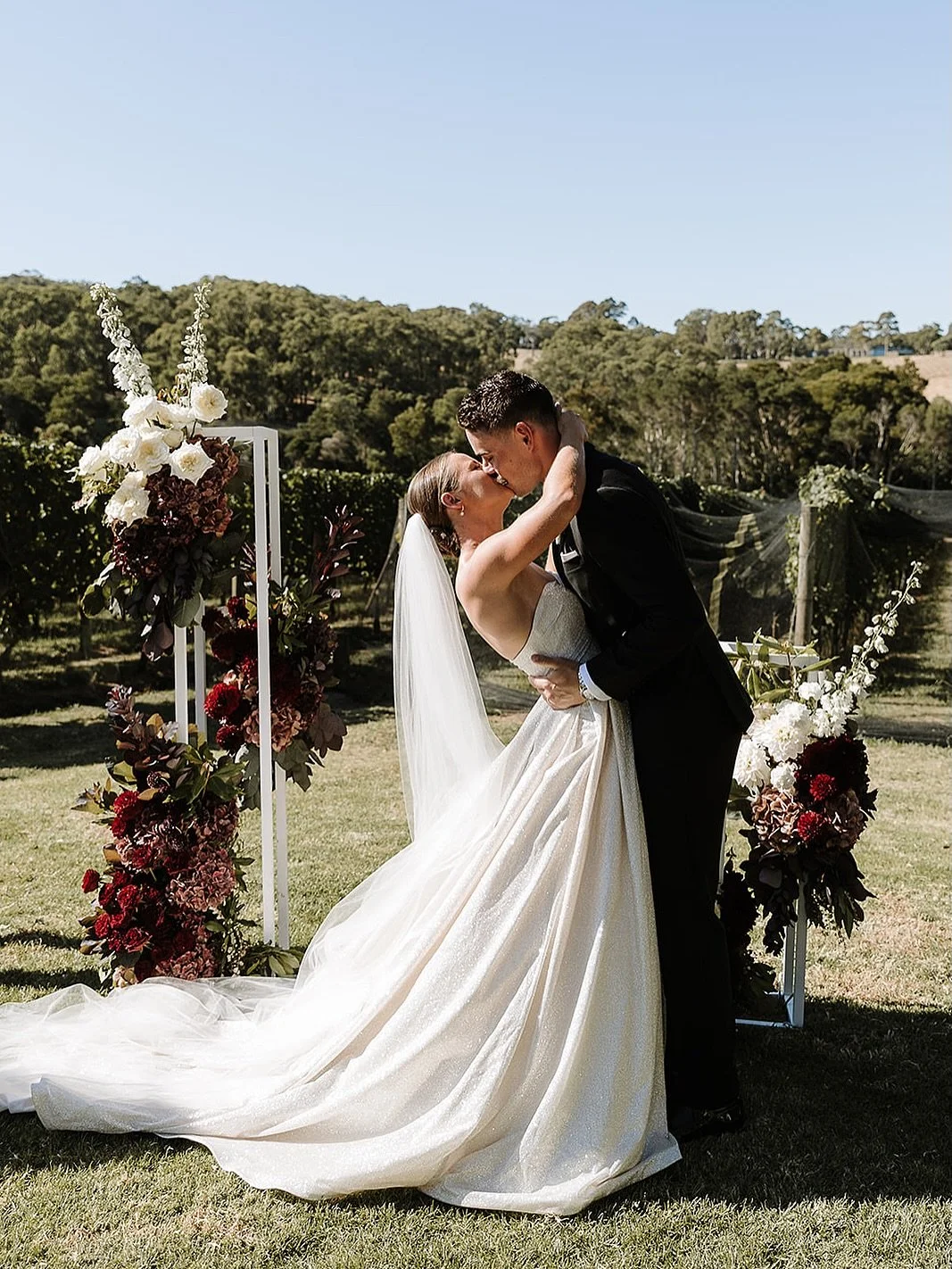 Gen &amp; Mike🌹

Photography by @tessfollett 
Dress from @maggiesotterodesigns
Hair by @coastalhairandmakeup 
Makeup by @katemckaymakeup 
Venue @montaltovineyard
Suits @peterjacksonau 
Tan @bebronzed_official