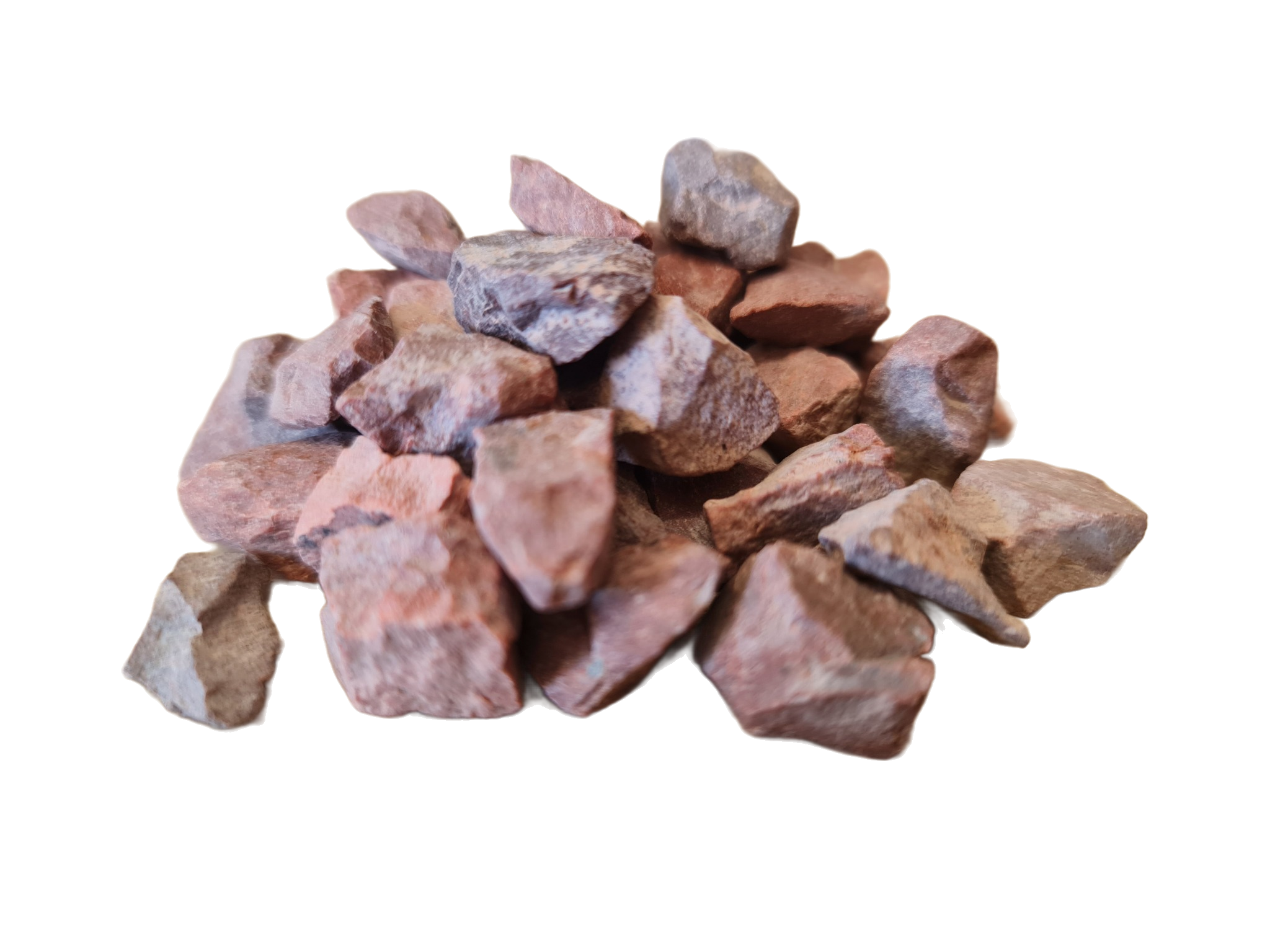 Image is of a Scottish Red 14mm Pebble supplied by Shanlieve Stone from their quarry in Newry County Down, Northern Ireland