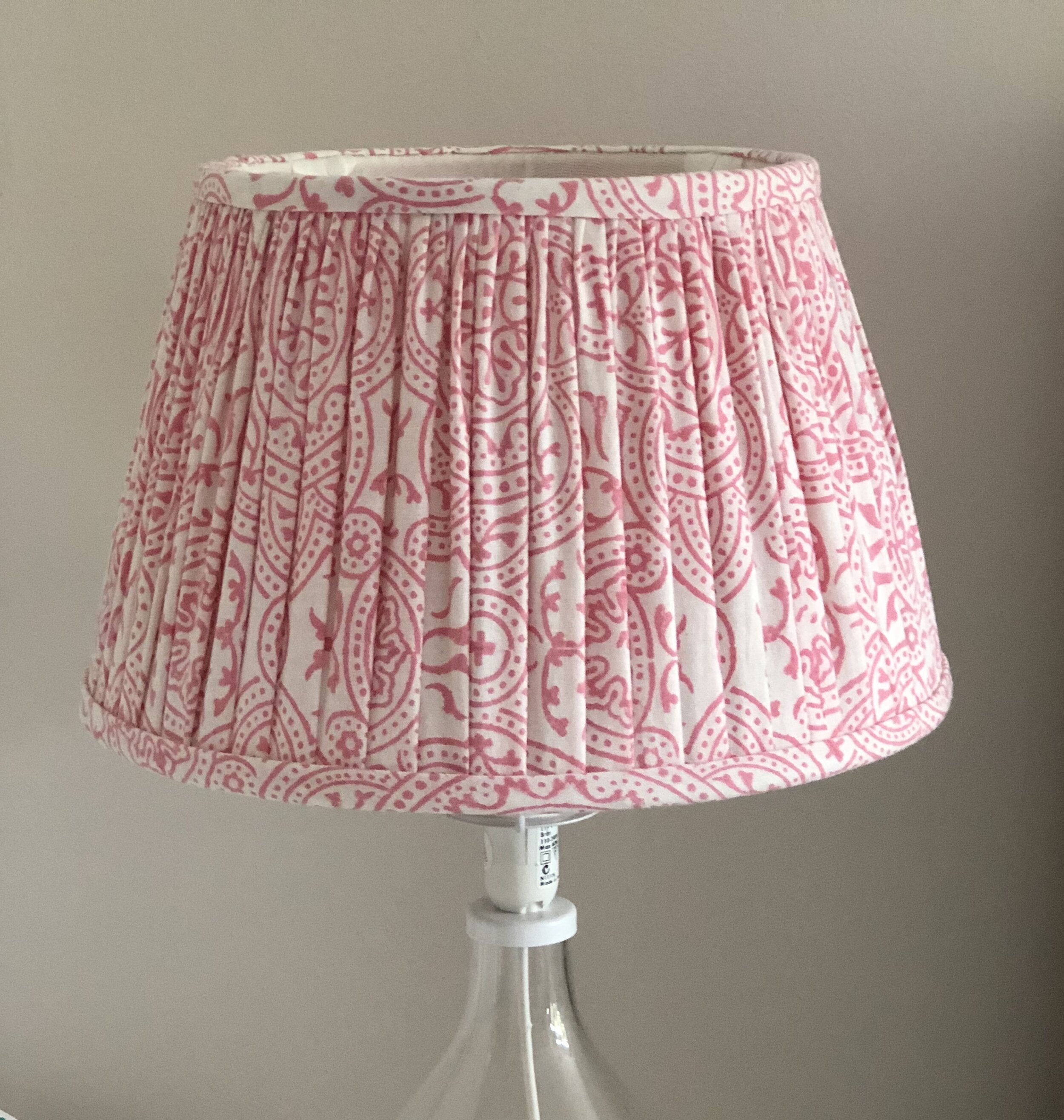 Hand Gathered Block Printed Lampshade, What Fabric Can I Use On A Lampshade