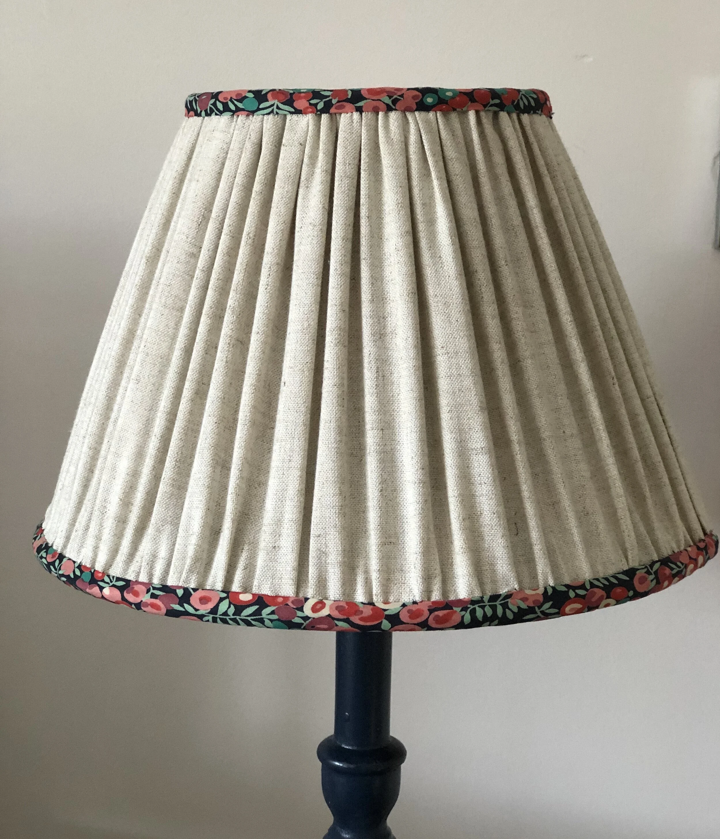 Liberty lined gathered linen lampshade