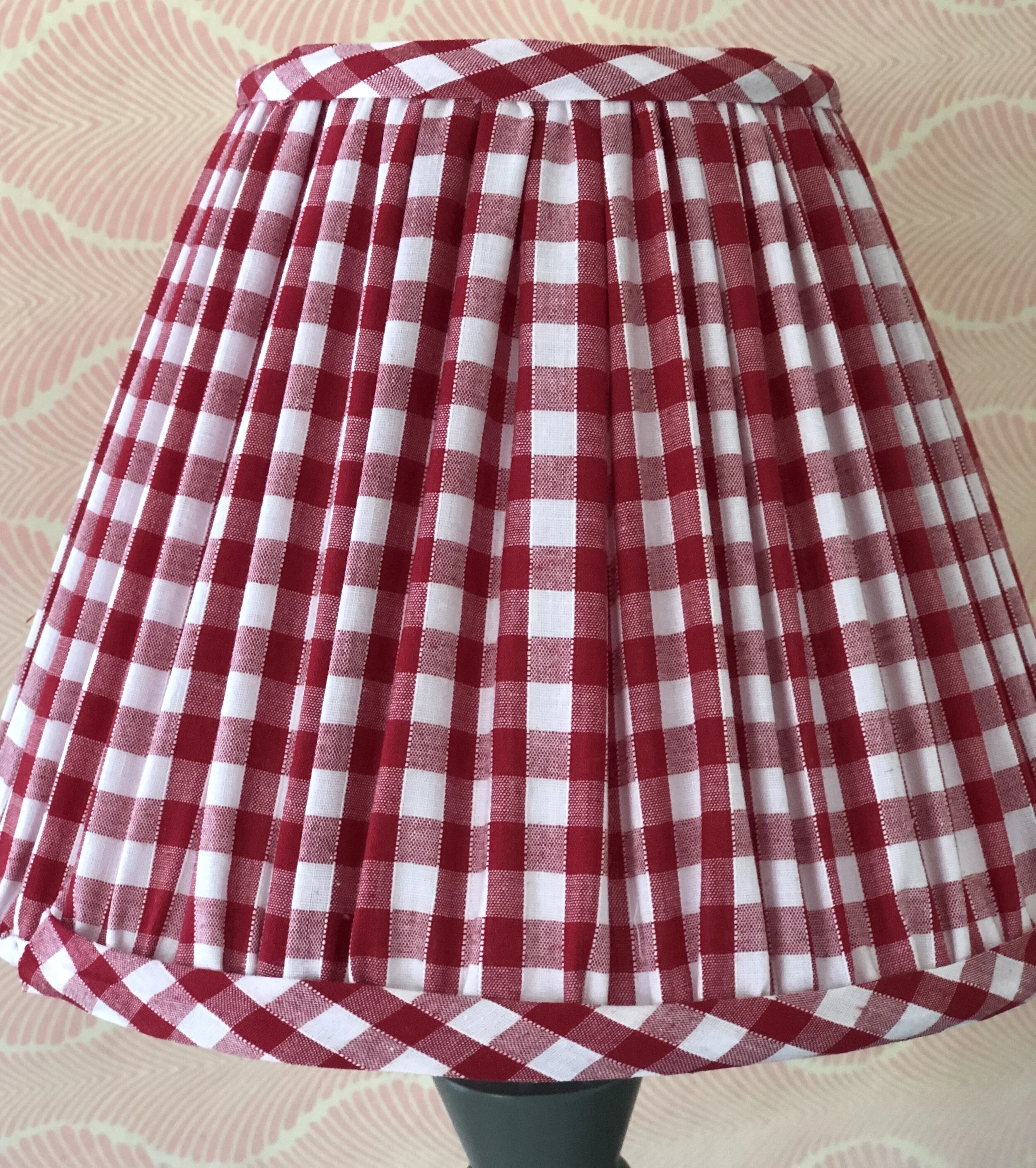 Gingham gathered fabric lampshade