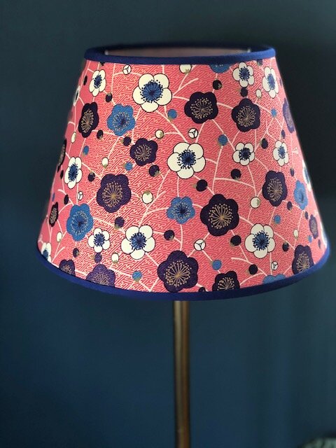 Pink And Blue Large Blossom Japanese, Light Pink Lamp Shade Large