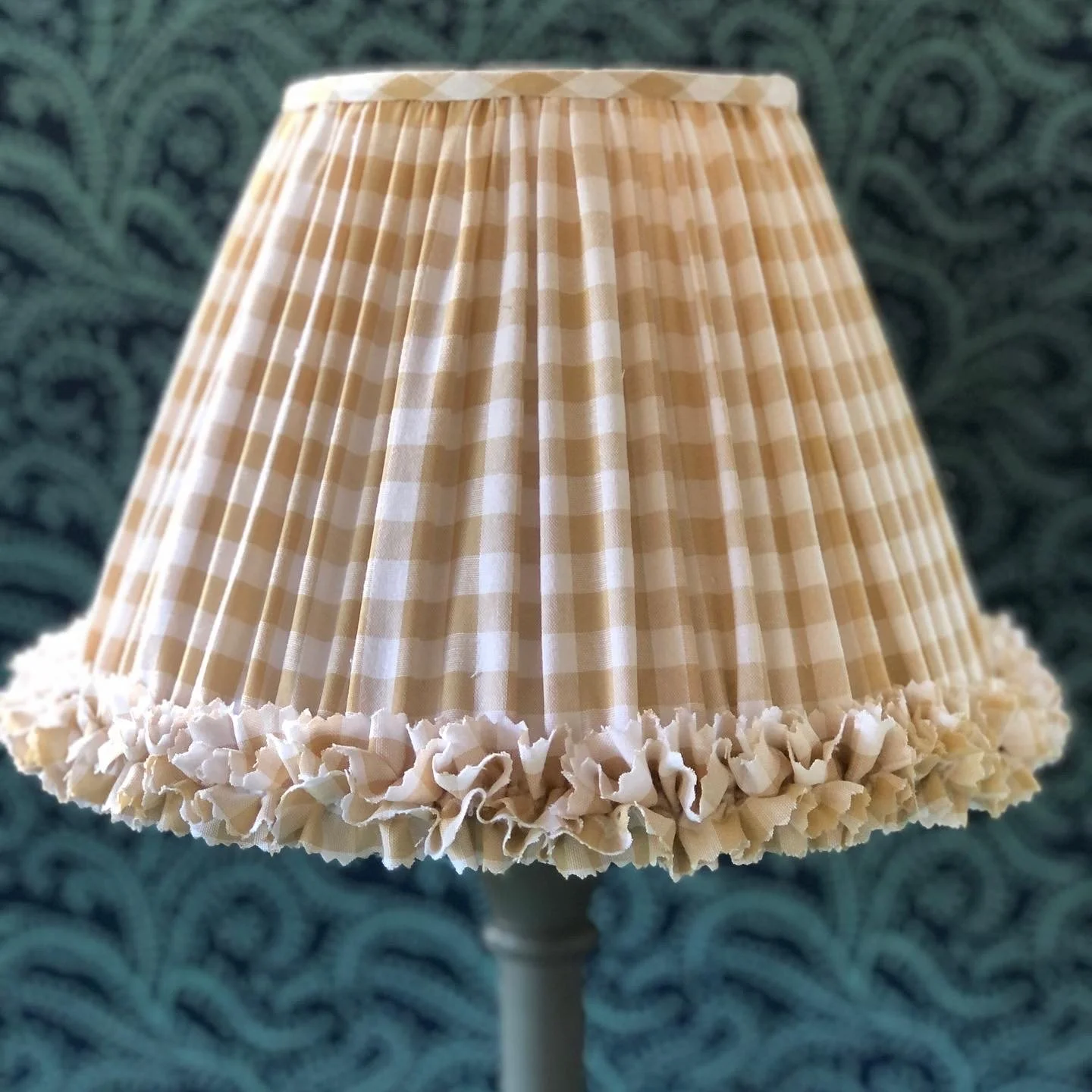 Sand gingham gathered lampshade