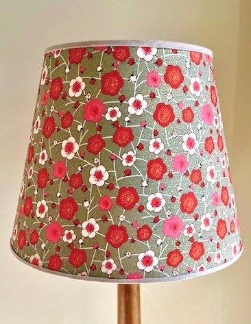 EXTRA LARGE red, pink, white Japanese Yuzen paper lampshade