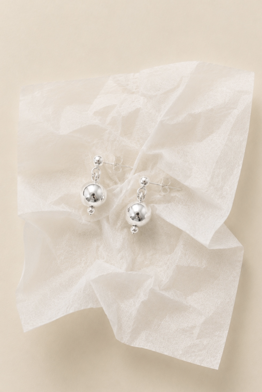 Luna Earrings Mini — Silver Hematite