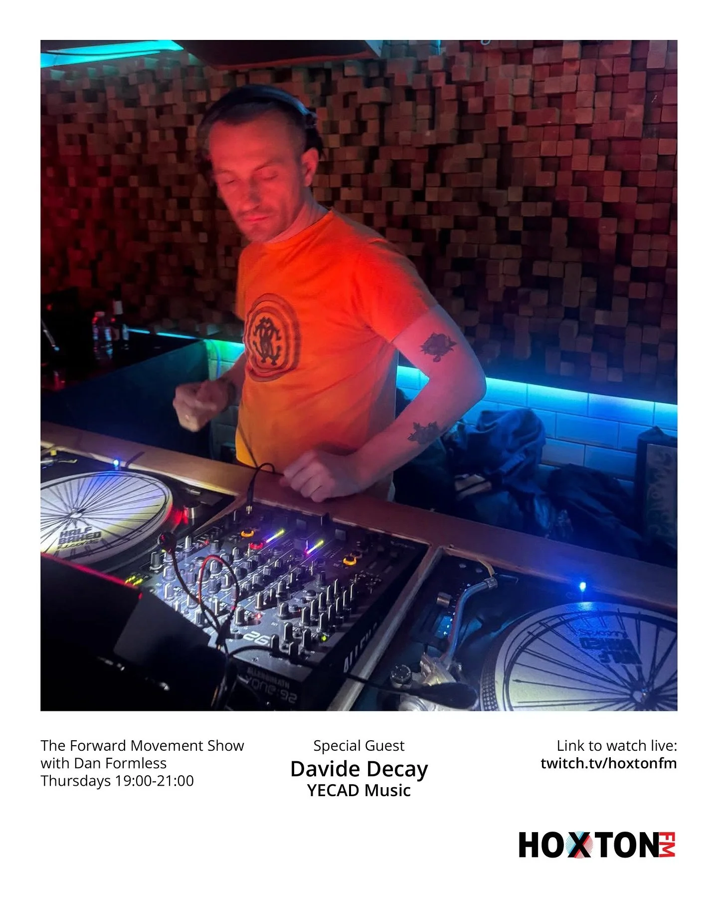 Ahead of his Halloween day party @starlane.london this Sunday we welcome @davidedecay20 from @yecad on to the @forwardmovement_studio show live 7-9pm this Thursday on @hoxton_fm 
Watch live on twitch.tv/hoxtonfm