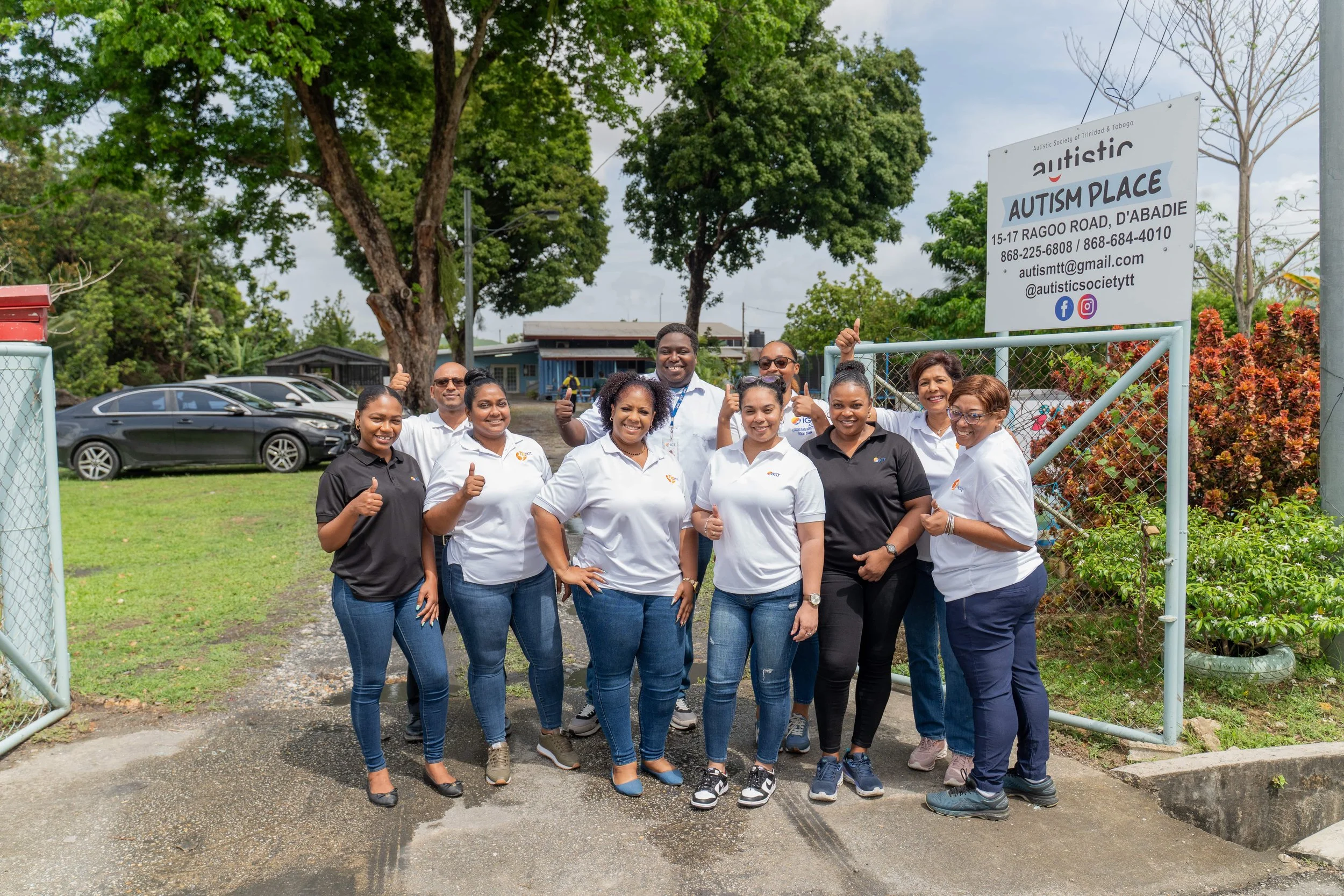 The IGT volunteer team arrive fresh and ready for a day of IGT Global Giving Month activities at the Autistic Society of T&T headquarters, Autism Place in D’Abadie, on 16th May.