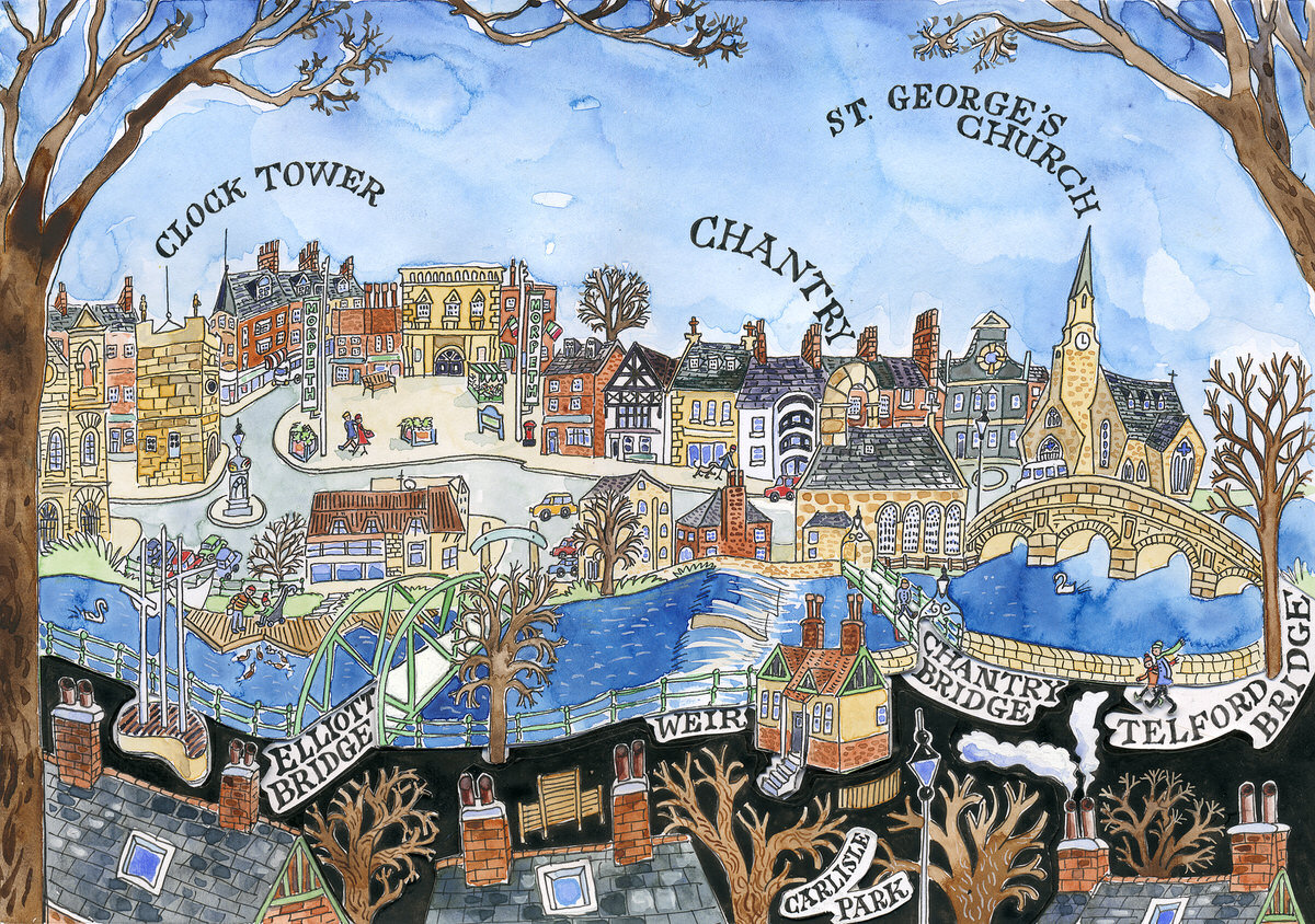 A print of a painting of Morpeth