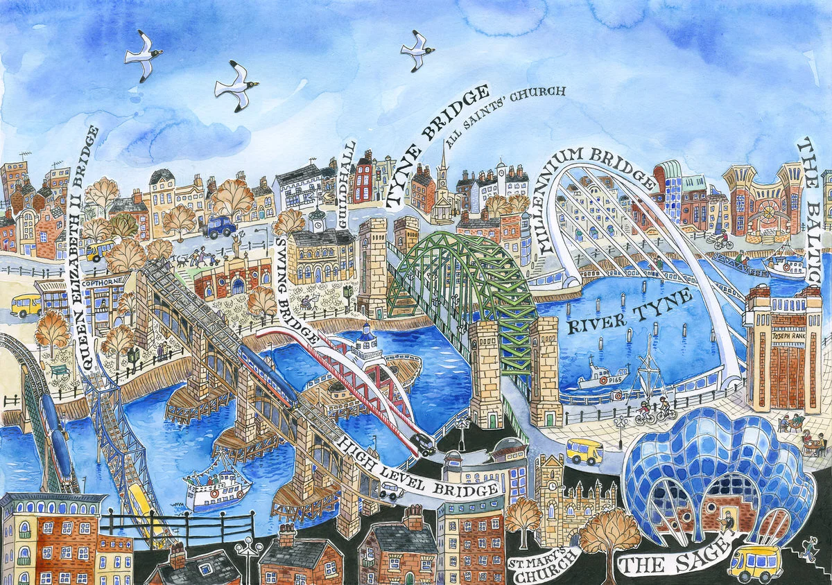 Quayside Newcastle Card — Northumberland Artist Sarah Farooqi