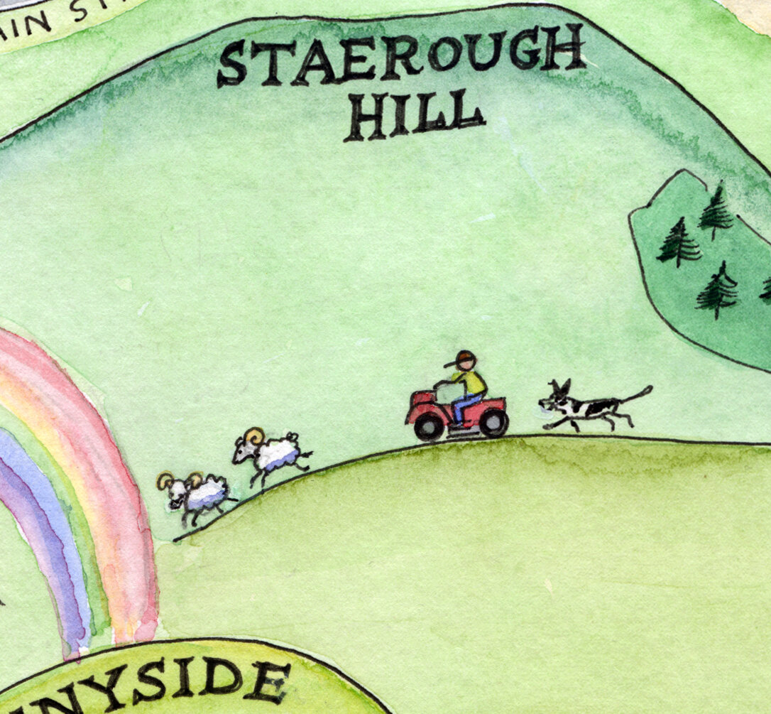 Detail from a blog about making an illustrated map of Town and Kirk Yetholm