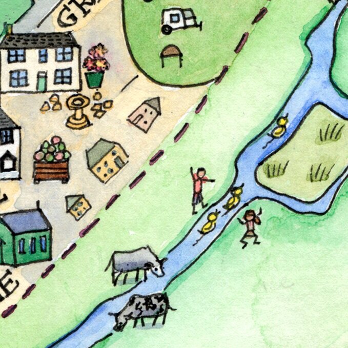 Detail from an illustrated map of Town and Kirk Yetholm
