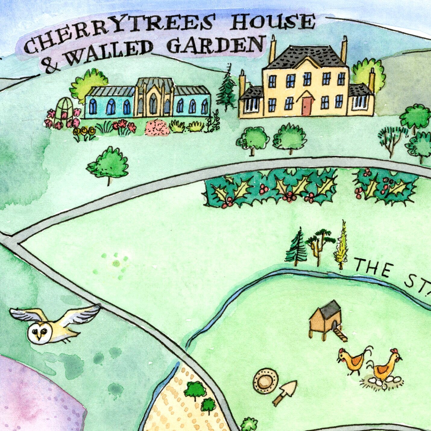 Detail from a blog about making an illustrated map of Town and Kirk Yetholm