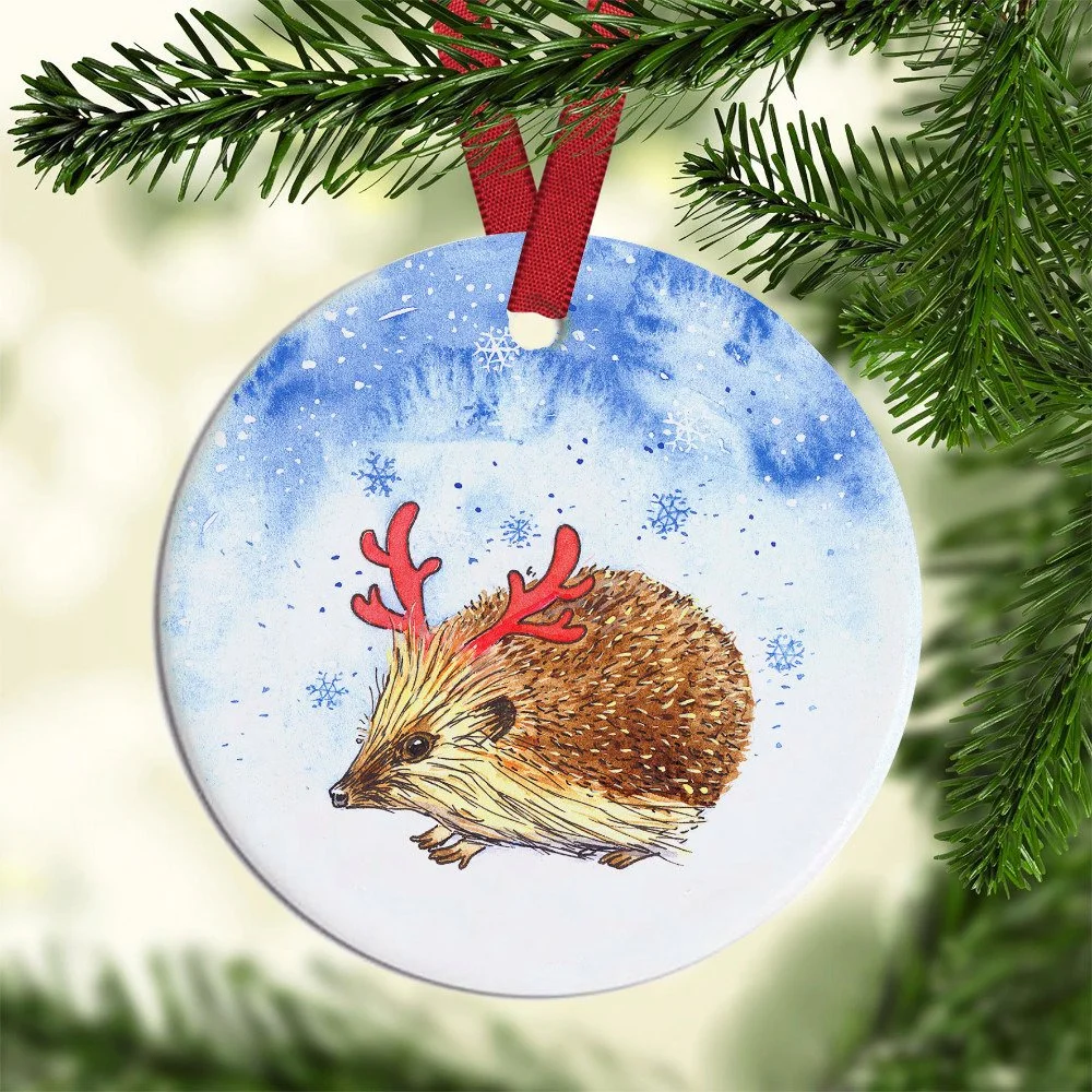 Christmas Hedgehog - Ceramic Decoration