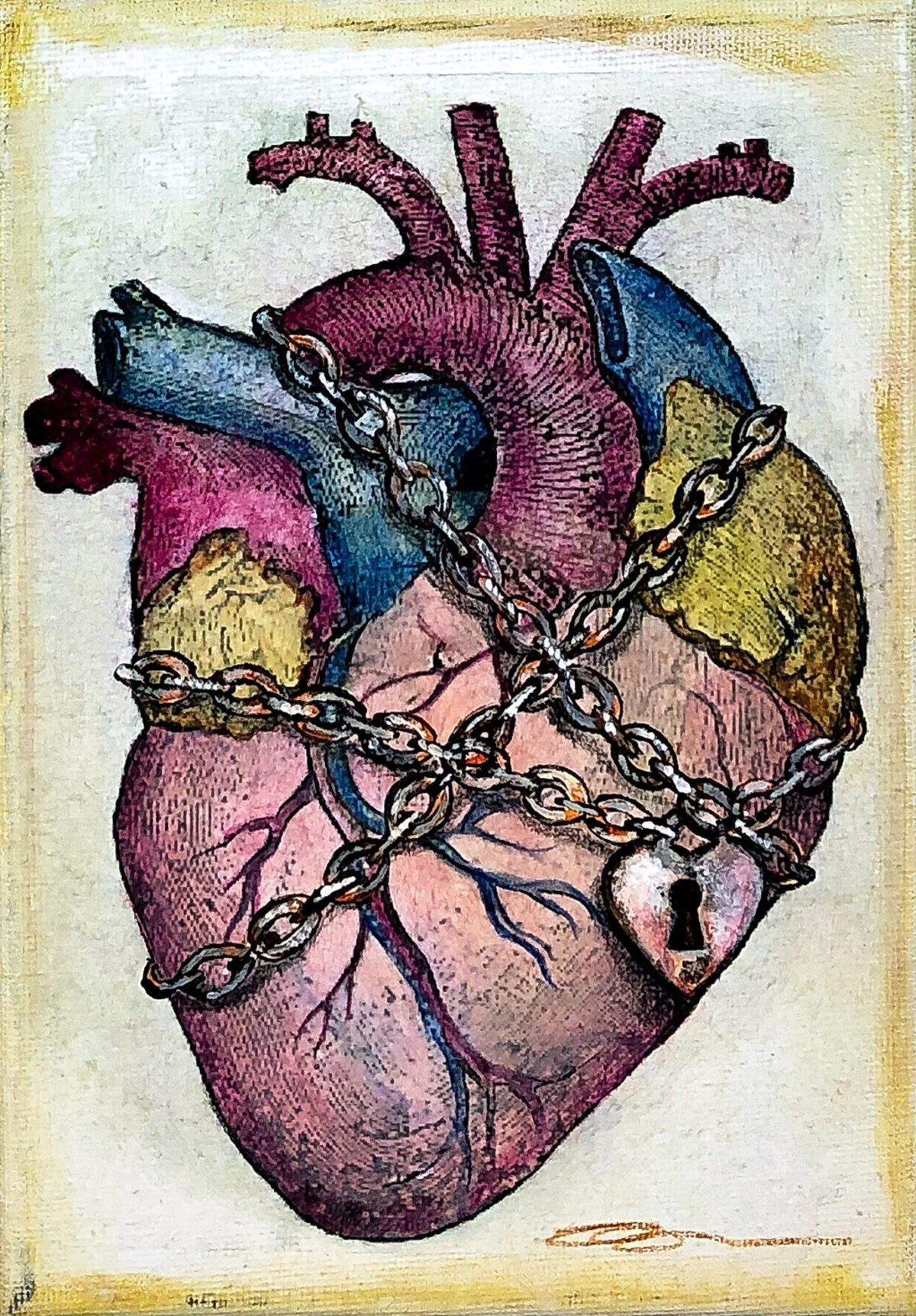 Heart Triptych - Print and Acrylic on A5 Canvas SOLD - Prints Available