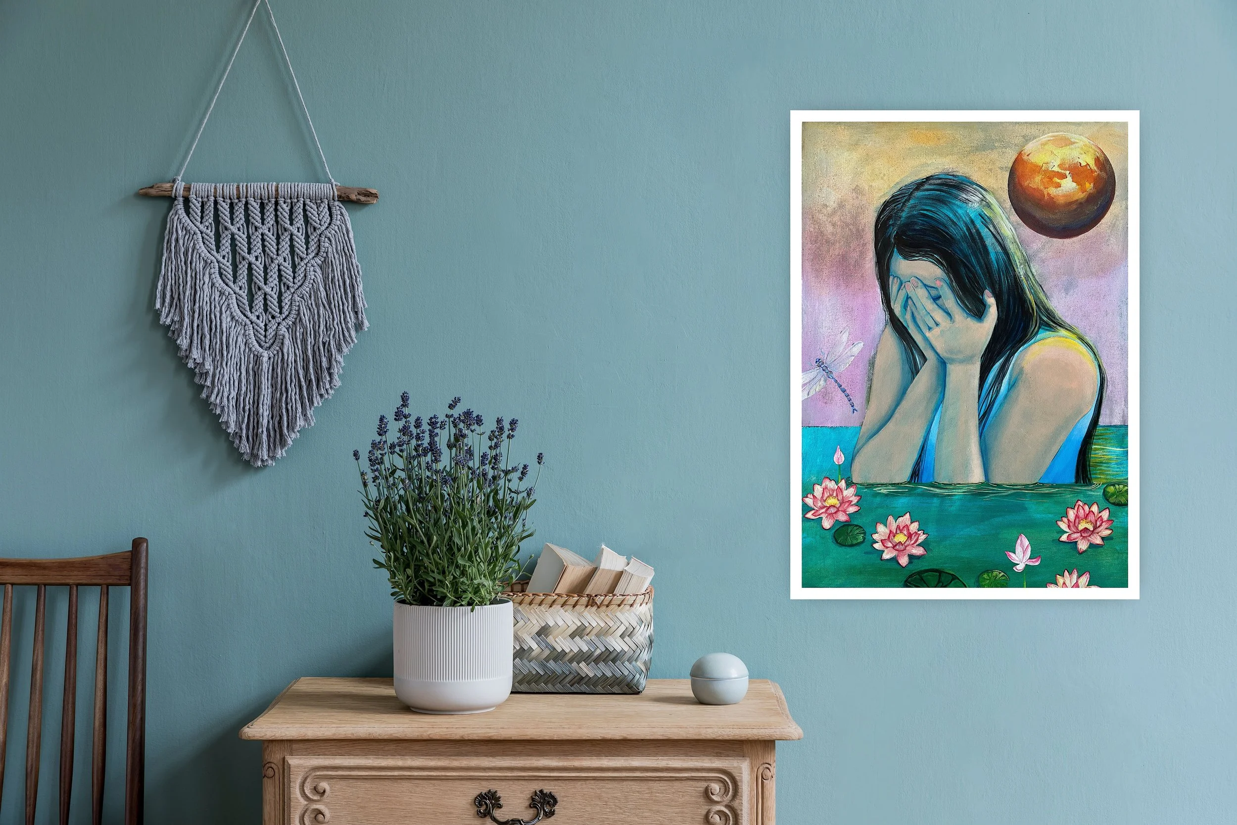 Guanyin Tears - Original Acrylic on Canvas A2 Framed Painting