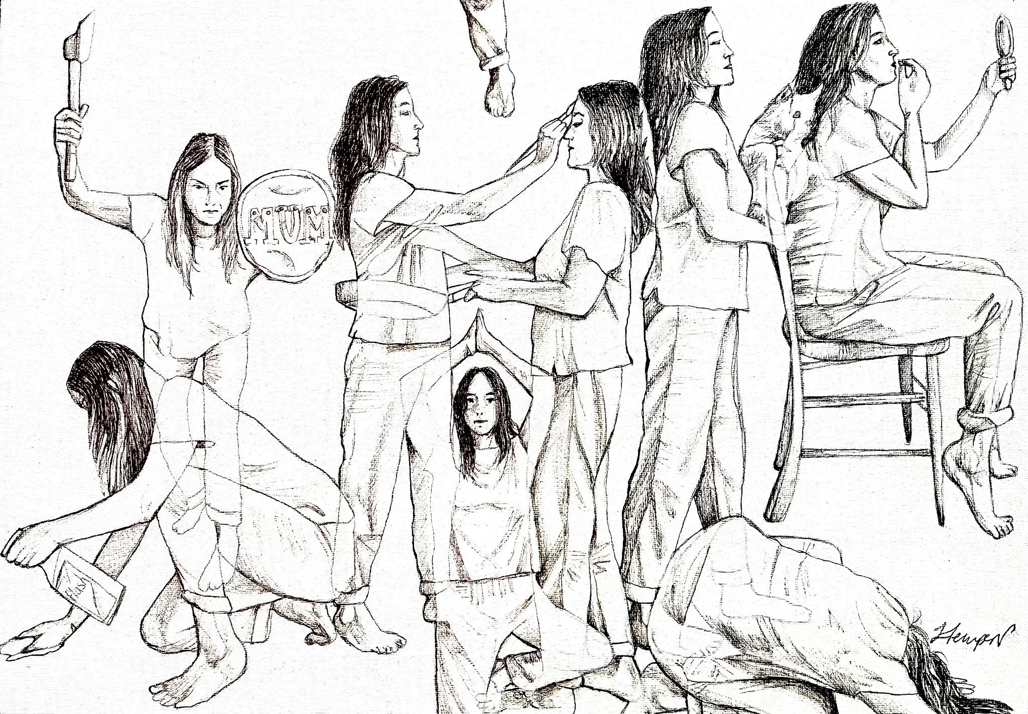 A Modern Life - Biro on A3 Canvas Board - POA/Prints Available