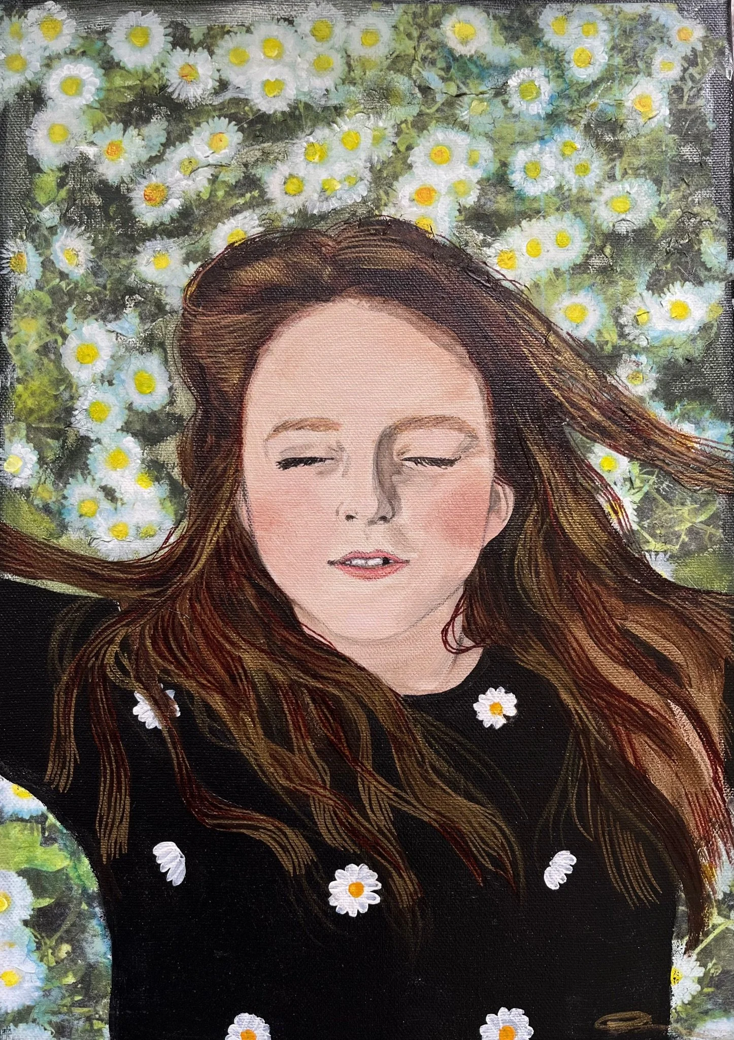 Daisy - Acrylic on A4 Canvas - Prints Available