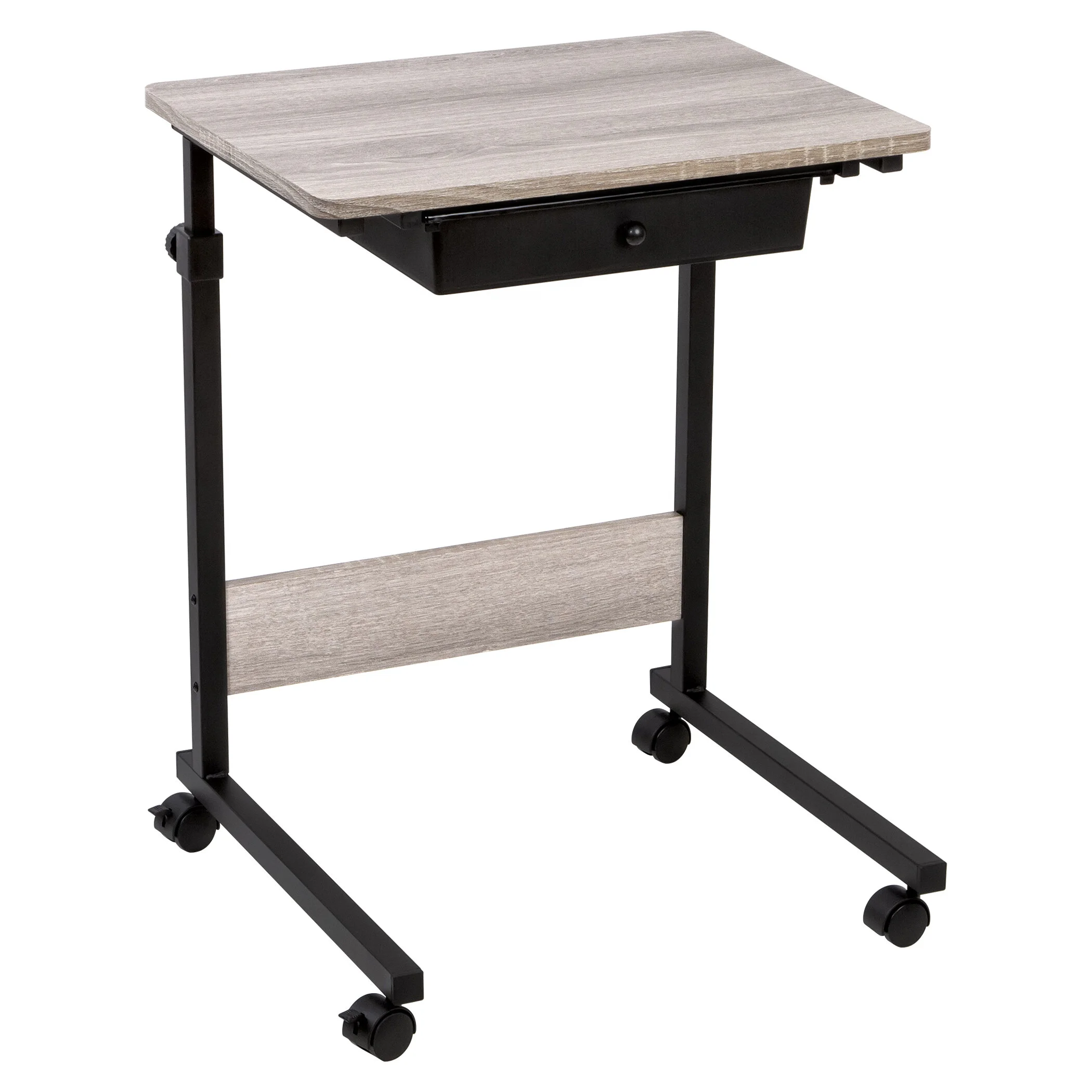 Adjustable Height Rolling Table with Wood Top — East Bank Designs