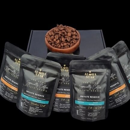 Trying out Aloha Star 100% Kona Coffee made easy! ☕❤️⭐

Try out our 3-piece or 6-piece sampler and experience our many roast level. You can also try out our different processing methods with our 6-piece sampler.&nbsp;

Visit our website for more info