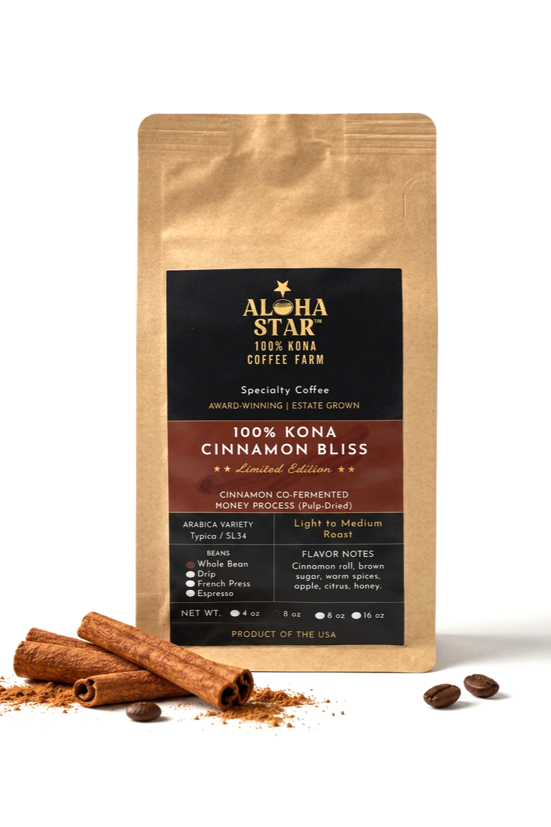 100% Kona Coffee Cinnamon Bliss — Cinnamon Co-Fermented Honey Process