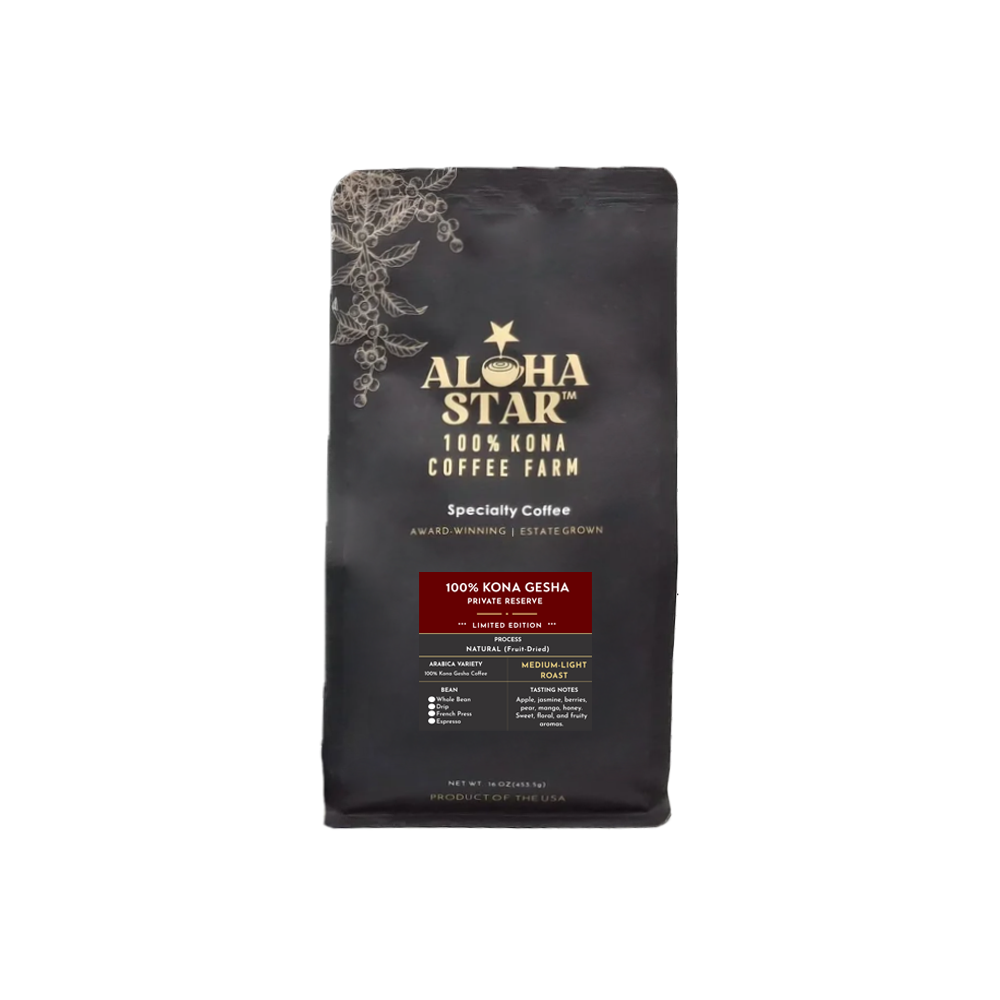 100% Kona GESHA Coffee Private Reserve NATURAL Process