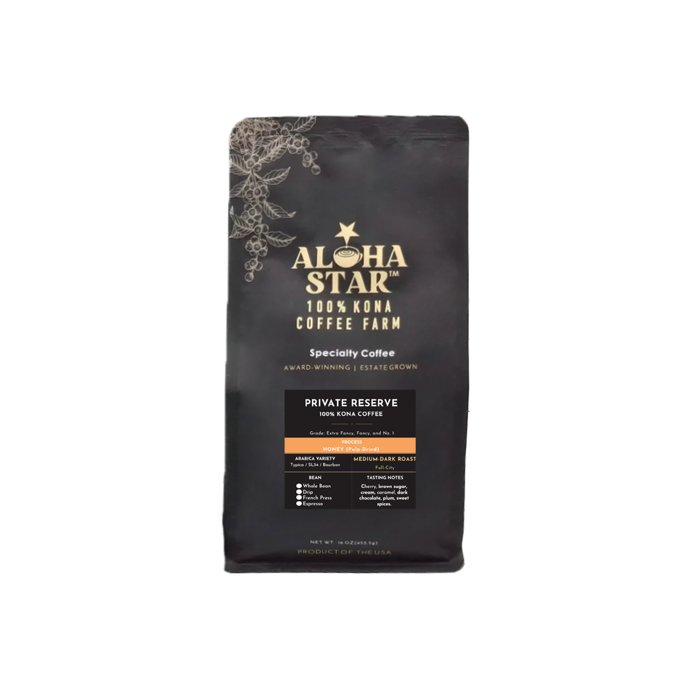 100% Kona Coffee Private Reserve Honey Process Full City Roast