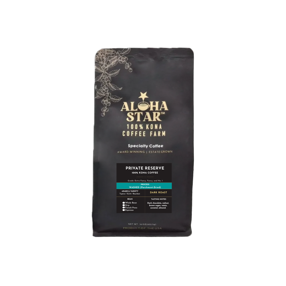 100% Kona Coffee — Washed Process Dark Roast